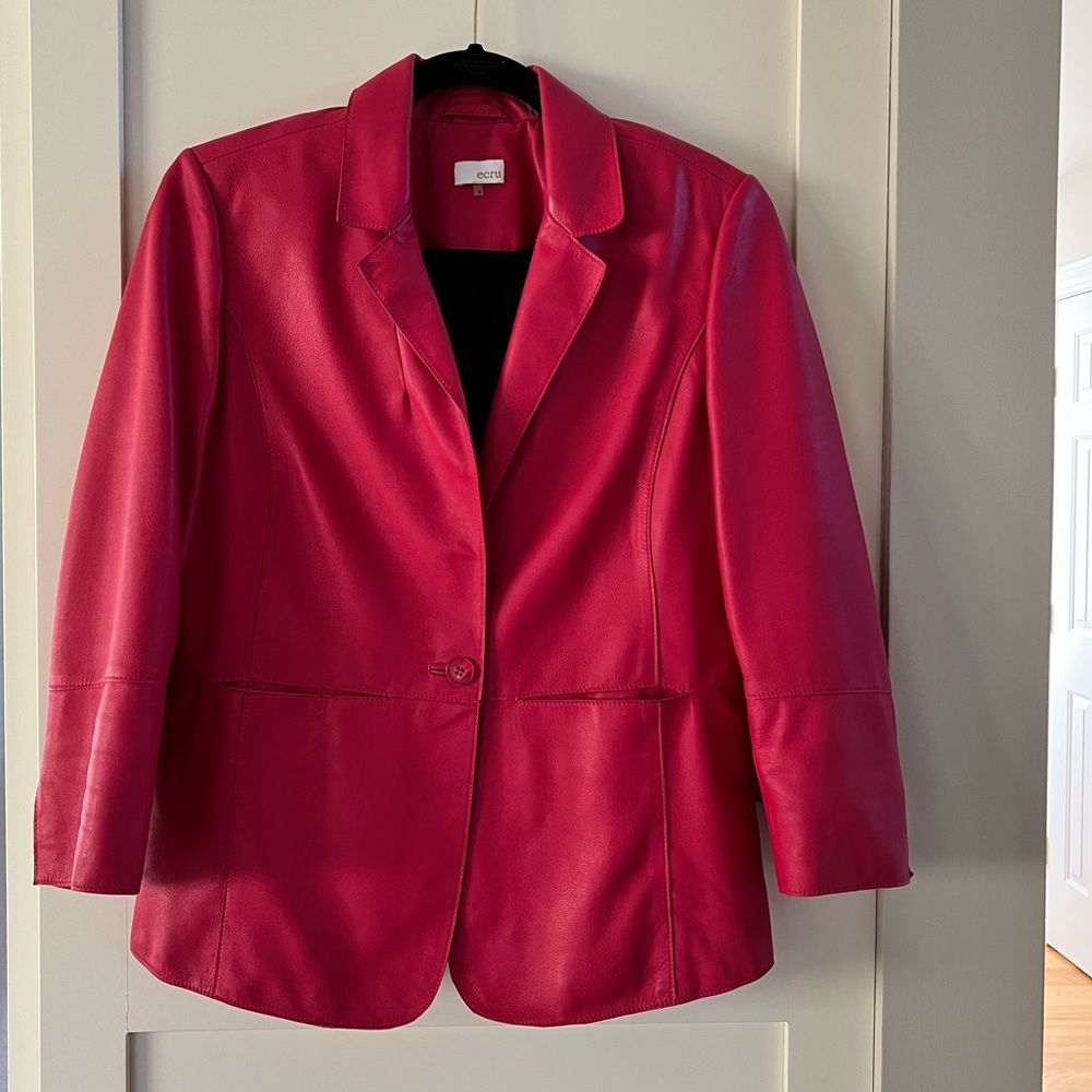 Ecru Women's Vibrant Pink Leather Jacket. Size S. Excellent Condition